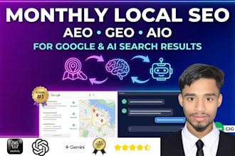 monthly local SEO with aeo, GEO, and aio for google and ai search results