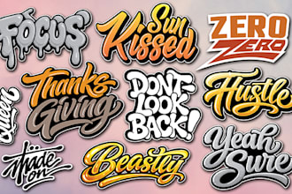 do create typography text logo and sticker design