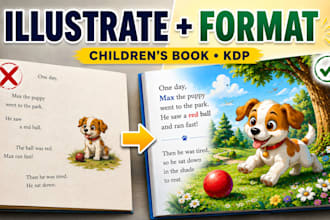 illustrate and format your children book for KDP, fix kdp errors