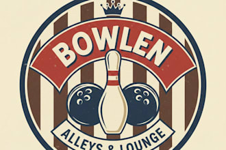 design a vintage bowling logo with classic retro style