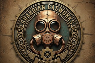 design a vintage gas mask logo with classic retro industrial style