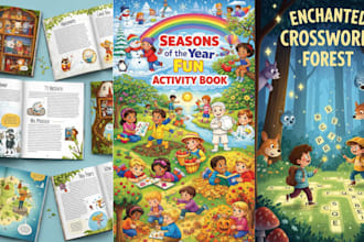 create kids colouring book cover and interior book design for children activity