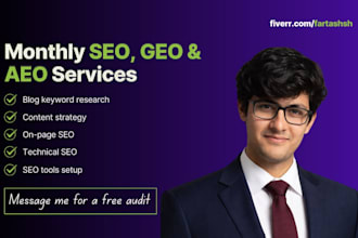 do monthly SEO, GEO and aeo strategy for your new website