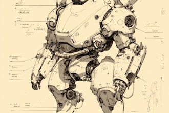 design an mecha robot character sheet design