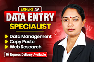 be your pa for data entry, web research, copy paste, typing, and excel work