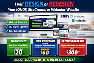 design or redesign your ionos, siteground or webador website to boost sales