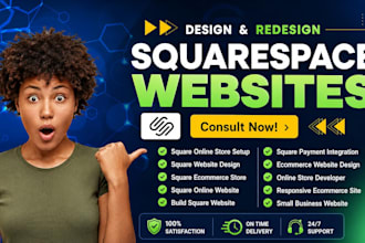 build squarespace website, square online, website design, square website, square