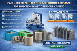 do 3d mold and cad product design for injection plastic silicone casting