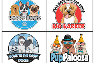 do unique dog, pet, cat, veterinary or animal logo design