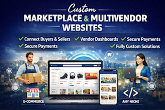 build custom marketplace website, buying and selling website multivendor website