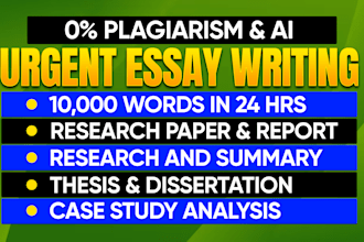 do urgent essay editing, research, summary and case study
