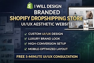 deisgn branded shopify dropshipping store UI UX aesthetic website design