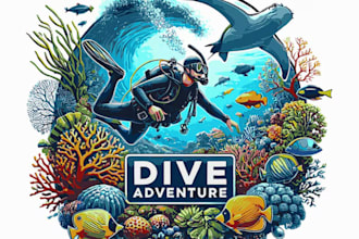 do high quality scuba diving mascot logo with t shirt design