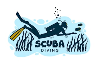 make eye catching scuba diving mascot logo design with t shirt design