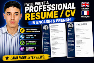 write a professional resume CV in english and french