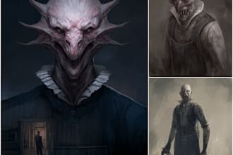 design scary horror creature and character concept
