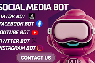develop instagram api bot, tiktok bot, youtube bot, twitter api bot, mass dm bot