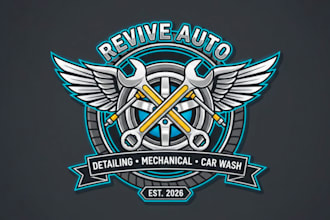 create automotive detailing mechanical and car wash logo