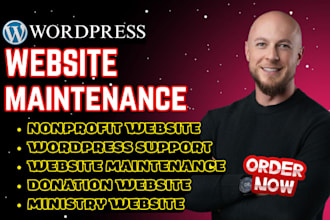 update wordpress nonprofit faith based website monthly ministry donation website