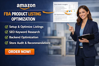 setup amazon fba product listing amazon store audit seo optimization creation