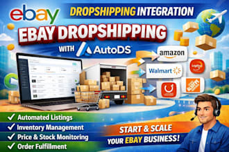 do ebay dropshhipng setup integration with autods product listing ebay store