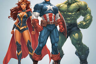 make dc or marvel style comic book and superhero character