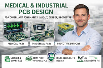medical industrial pcb design fda compliant schematics, layout, gerber prototype