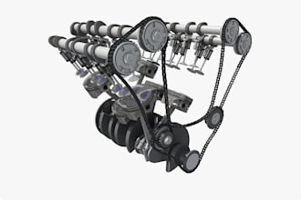 design automotive hybrid engine,cad,v6 engine,crankshaft rod,assembly design,dfm