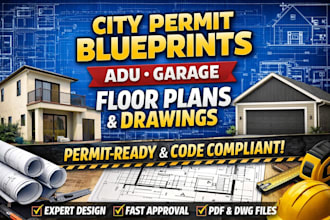city permit blueprints and architectural drawings for adu garage floor plans