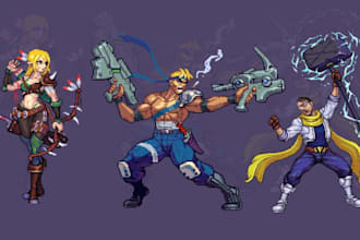 create pixel art character design sprite sheet for games retro pixel animation