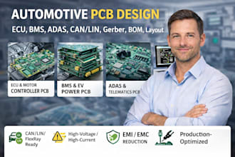 do automotive pcb design ecu, bms, adas, can lin, gerber, bom layout prototyping