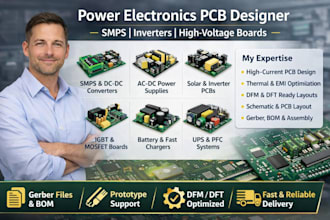 power electronics pcb design smps, inverter, dc dc, pfc, gerber, bom, layout