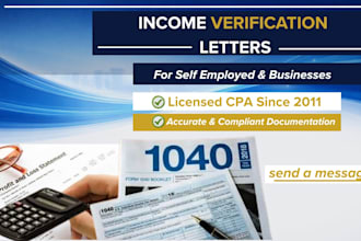 issue US self employed income, business income verification, CPA income letter