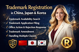 fill trademark application in china japan korea  handle rejection, office action
