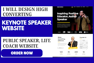 design website for keynote speaker life coach public speaker trainer artist