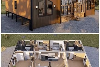 design a custom tiny house with 3d modeling and permit, ready plans