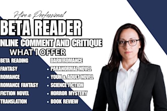 beta read fantasy romance fiction novel cozy mystery developmental novel edit