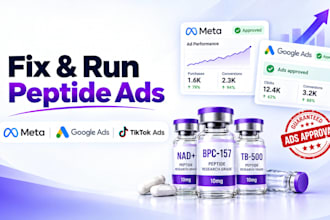 run ruo peptide ads, fix compliance meta, google ads, 10 roas peptide ads