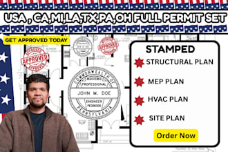 licensed engineer, building plans, permit approval, cad drafter, ca, tx, la, pa