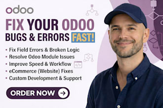 fix odoo erp bugs, errors, workflows, modules, and integration issues