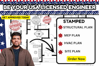 licensed engineer permit drawing,civil, structural engineer for USA city stamp