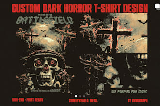 custom dark horror t shirt design for streetwear, metalbands