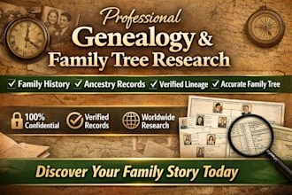 do professional genealogy research, family history with verified family records