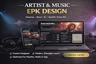 create an artist epk, musician band epk, dj press epk, spotify epk, one page epk