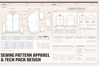 draw sewing pattern for your apparel bag and garment design
