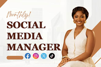 be your social media marketing manager, content creator social media manager
