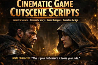 write cinematic video game cutscenes and storydriven scripts
