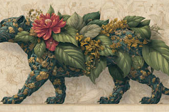 illustrate botanical and animal linocut illustration