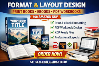 format and layout design print books, ebooks, pdf workbooks for amazon KDP