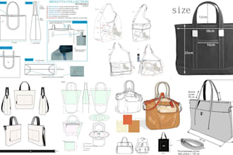 design professional handbag  backpack purse duffel bag wallet with tech pack